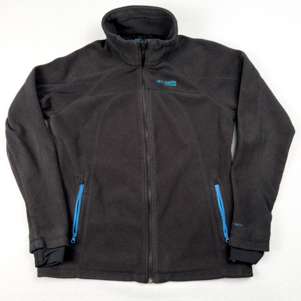 Columbia Titanium Fleece Full Zip Jacket Womens Large Black Omni-Heat Cozy